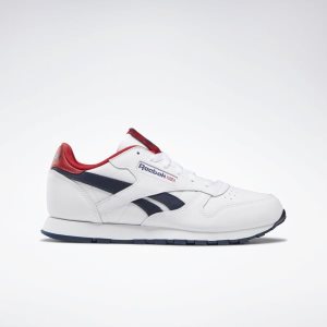 Adidasy Dziecięce Reebok Classic Leather Białe/Granatowe/Czerwone PL 58AEQFP